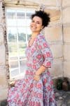 Womens, midi, Flamenco Dress, 100% Cotton, hand block print. Floria