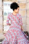Womens, midi, Flamenco Dress, 100% Cotton, hand block print. Floria