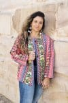 Womens Pachari Jacket, viscose/wool embroidered, vibrant Andean Sol
