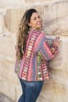 Womens Pachari Jacket, viscose/wool embroidered, vibrant Andean Sol