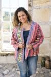Womens Pachari Jacket, viscose/wool embroidered, vibrant Andean Sol
