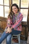 Womens Pachari Jacket, viscose/wool embroidered, vibrant Andean Sol