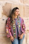Womens Pachari Jacket, viscose/wool embroidered, vibrant Andean Sol