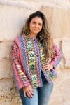 Womens Pachari Jacket, viscose/wool embroidered, vibrant Andean Sol