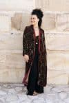 Womens, Odessa Silk Velvet Coat, hand block print, full body length with pockets, in Kashi