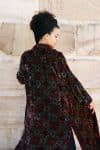 Womens, Odessa Silk Velvet Coat, hand block print, full body length with pockets, in Kashi
