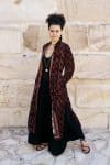 Womens, Odessa Silk Velvet Coat, hand block print, full body length with pockets, Tazia