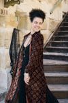 Womens, Odessa Silk Velvet Coat, hand block print, full body length with pockets, Tazia