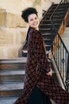 Womens, Odessa Silk Velvet Coat, hand block print, full body length with pockets, Tazia