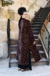 Womens, Odessa Silk Velvet Coat, hand block print, full body length with pockets, Tazia