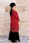 Womens Persian Luxe Coat, hand embroidered, red cranberry