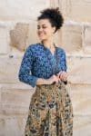 Womens, Coco Skirt In Autumn toned - Myridia and Mandalay blouse Indigo Rasa. 100% cotton, hand block print.
