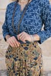Womens, Coco Skirt In Autumn toned - Myridia and Mandalay blouse Indigo Rasa. 100% cotton, hand block print.