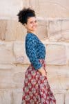 Womens, Coco Skirt In red Pomeray and Mandalay blouse in Indigo Rasa. 100% cotton, hand block print.
