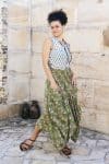 Womens, Coco Skirt in vibrant green Edentree & Tagai Top Rhapsody. 100% cotton, hand block print.