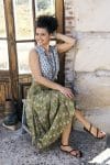 Womens, Coco Skirt in vibrant green Edentree & Tagai Top Rhapsody. 100% cotton, hand block print.