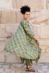 Womens, Coco Skirt and Shimla Coat in vibrant green Edentree & Tagai Top Rhapsody. 100% cotton, hand block print.