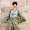 Womens, Coco Skirt and Shimla Coat in vibrant green Edentree & Tagai Top Rhapsody. 100% cotton, hand block print.
