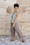 Womens, Tagai Blouse, sleeveless, & Sol Pant, 100% cotton, hand block print, hand stitched, in Rhapsody & Stone
