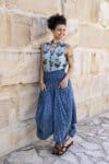 Womens, Coco Skirt In Indigo Tala and Tagai top in Naspal Tulip. 100% cotton, hand block print.