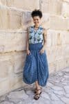 Womens, Coco Skirt In Indigo Tala and Tagai top in Naspal Tulip. 100% cotton, hand block print.