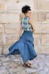 Womens, Coco Skirt In Indigo Tala and Tagai top in Naspal Tulip. 100% cotton, hand block print.