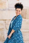 Womens, Shimla Coat, 7/8 sleeve, 100% cotton, hand block print. In natural Indigo Lila print.