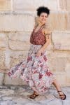 Womens, Coco Skirt In Roshan and Sita Tunic in Rustic Red. 100% cotton, hand block print.