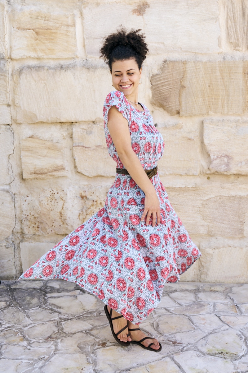 Womens, Coco Skirt and Sundra Blouse in Floria. 100% cotton, hand block print.
