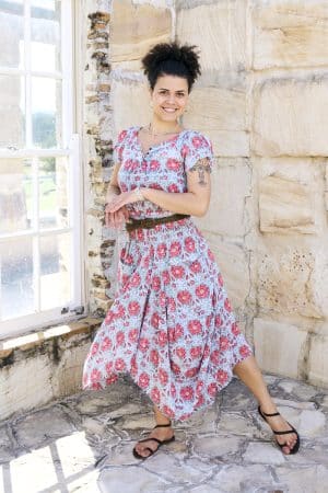 Womens, Coco Skirt and Sundra Blouse in Floria. 100% cotton, hand block print.