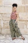 Womens, Florentis Culottes and Tagai Blouse, 100% cotton, hand block prints, in black and sepia Noctara and rustic red Jivana
