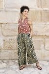 Womens, Florentis Culottes and Tagai Blouse, 100% cotton, hand block prints, in black and sepia Noctara and rustic red Jivana