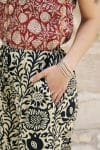 Womens, Florentis Culottes and Tagai Blouse, 100% cotton, hand block prints, in black and sepia Noctara and rustic red Jivana