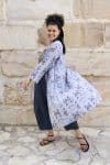 Womens, Tula Coat in Kamala, Sol Pants in Boho Blue and Lola Top in Dandelion. 100% cotton, hand block print.