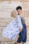 Womens, Tula Coat in Kamala, Sol Pants in Boho Blue and Lola Top in Dandelion. 100% cotton, hand block print.