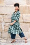 Womens, Shimla Coat in Naspal Figaris, Sol Pants in Boho Blue and Lola Top in Dandelion. 100% cotton, hand block print.