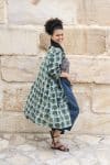 Womens, Shimla Coat in Naspal Figaris, Sol Pants in Boho Blue and Lola Top in Dandelion. 100% cotton, hand block print.