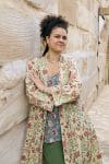 Womens, Tula Coat in Rumi, Avanna Pants in Juniper and Sita Tunic in Celeste. 100% cotton, hand block print.