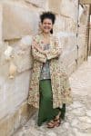 Womens, Tula Coat in Rumi, Avanna Pants in Juniper and Sita Tunic in Celeste. 100% cotton, hand block print.