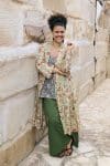 Womens, Tula Coat in Rumi, Avanna Pants in Juniper and Sita Tunic in Celeste. 100% cotton, hand block print.