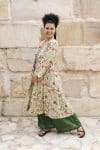 Womens, Tula Coat in Rumi, Avanna Pants in Juniper and Sita Tunic in Celeste. 100% cotton, hand block print.