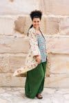 Womens, Tula Coat in Rumi, Avanna Pants in Juniper and Sita Tunic in Celeste. 100% cotton, hand block print.