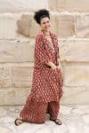 Womens, Shimla Coat in Kalika, Apanna Pants in Henna Floret and Sita Tunic in Autumn. 100% cotton, hand block print.