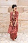 Womens, Shimla Coat in Kalika, Apanna Pants in Henna Floret and Sita Tunic in Autumn. 100% cotton, hand block print.