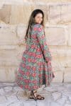 Womens, Tula Coat in Bellisse, Flamenco Dress with sleeves, midi, in Ruby Veda. 100% Cotton, hand block print.