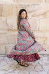 Womens, Tula Coat in Bellisse, Flamenco Dress with sleeves, midi, in Ruby Veda. 100% Cotton, hand block print.
