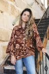 Womens, Vintage Sari Amira blouse - silk - rustic terracotta tones - Holly