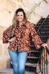 Womens, Vintage Sari Amira blouse - silk - rustic terracotta tones - Holly