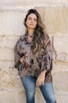 Womens, Vintage Sari Amira blouse - silk - black, gingham floral - Lily