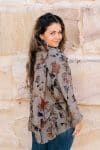 Womens, Vintage Sari Amira blouse - silk - black, gingham floral - Lily